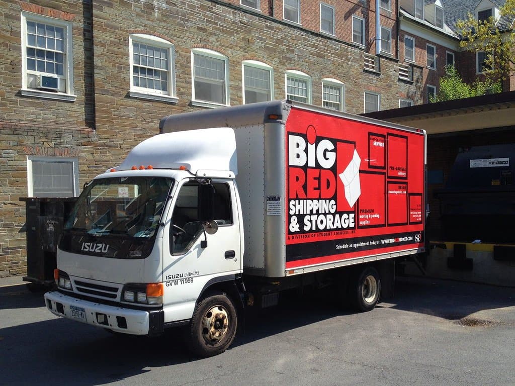 Big Red Shipping and Storage truck, from Student Agencies' company photographs